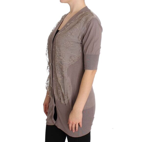 PINK MEMORIES Purple Lace Cotton Cardigan Women's Sweater - Picture 2 of 6